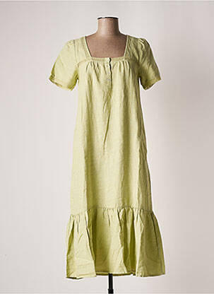 Rochie midi țesătură crep mâneci scurte verde INDI & COLD femeie