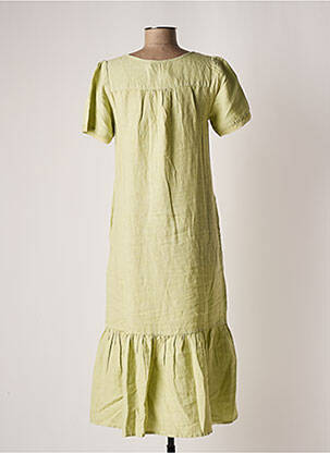 Rochie midi țesătură crep mâneci scurte verde INDI & COLD femeie