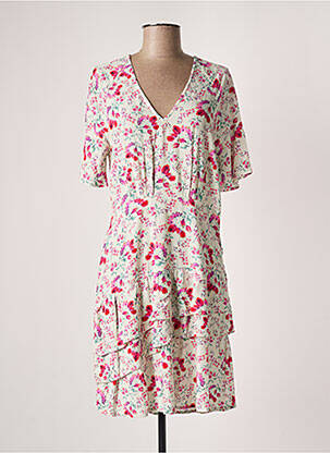 Rochie midi imprimeu floral mâneci 3/4 bej INDI & COLD femeie