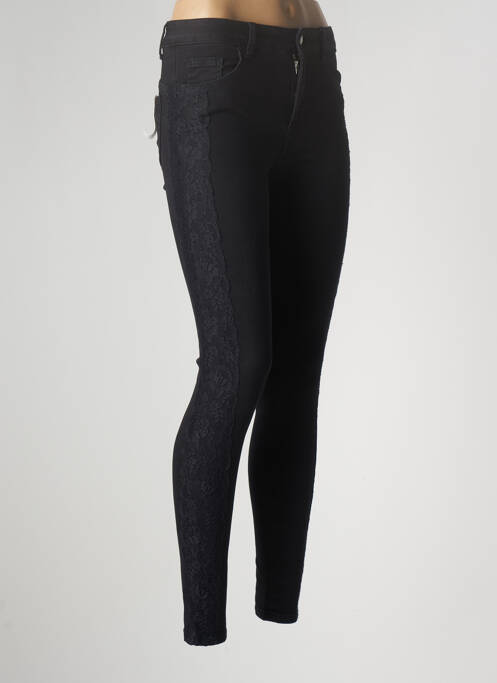 Pantalon slim țesătură poplin talie înaltă negru LIU JO femme