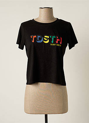 Tricou serigrafie flockată mâneci scurte negru TEDDY SMITH femeie