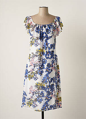Rochie midi imprimeu floral mâneci scurte albastru PEPPERCORN femeie