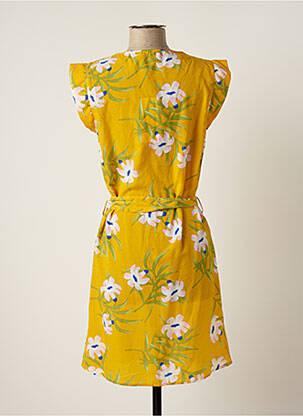 Rochie scurtă croială fluidă mâneci scurte galben FLAMANT ROSE femeie