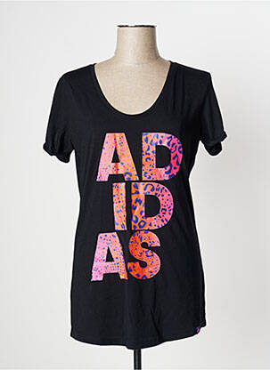 Tricou serigrafie flockată mâneci scurte negru ADIDAS femeie