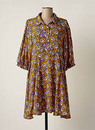 Rochie midi imprimeu floral mâneci 3/4 galben AN' GE femeie