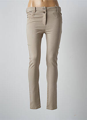 Pantalon slim țesătură poplin mărime normală bej AGATHE & LOUISE femeie