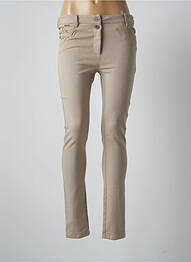 Pantalon slim țesătură poplin mărime normală bej AGATHE & LOUISE femeie