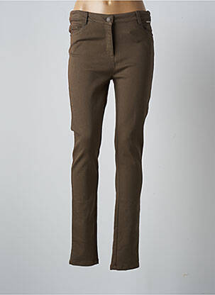 Pantalon slim țesătură poplin mărime normală verde AGATHE & LOUISE femeie