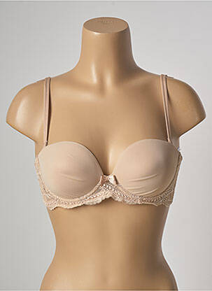 Sutien efect material satinat sutien balconet cu decolteu înalt culoare piersică SIMONE PERELE femeie