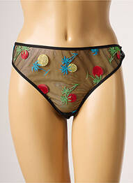 Tanga efect material satinat negru IMPLICITE femme