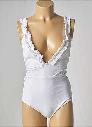 Costum de baie dintr-o singură piesă elasticitate top triunghiuri alb SUMADRA femeie