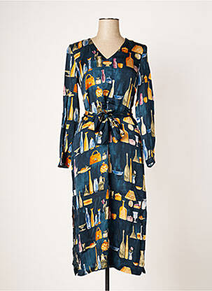 Rochie midi croială fluidă mâneci lungi albastru NICE THINGS femeie