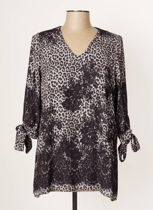 Tunică mâneci lungi guler în v gri FRACOMINA femme