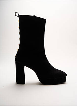 Botine/ghete țesătură satinată toc de 7 la 9 cm negru MARIAN femeie