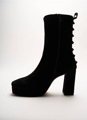 Botine/ghete țesătură satinată toc de 7 la 9 cm negru MARIAN femeie