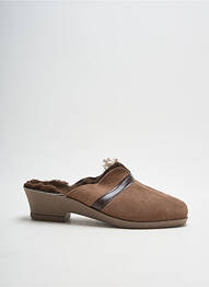 Papuci/pantofi de casă țesătură satinată toc de 4 la 6 cm maro FARGEOT femme