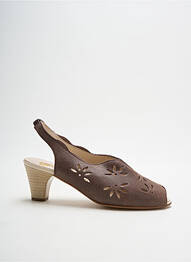 Sandale/pantofi decupați vârf deschis toc de 4 la 6 cm maro OMBELLE femme