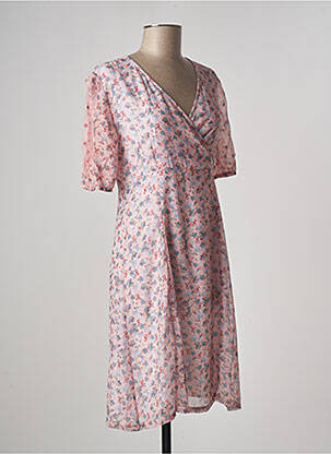 Rochie midi imprimeu floral mâneci scurte roz PAUL BRIAL femeie