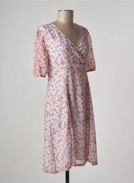 Rochie midi imprimeu floral mâneci scurte roz PAUL BRIAL femeie