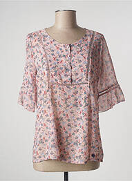 Bluză imprimeu floral mâneci 3/4 roz PAUL BRIAL femme