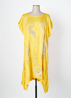 Rochie midi mâneci scurte mâneci scurte galben MALOKA femeie