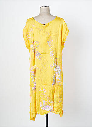 Rochie midi mâneci scurte mâneci scurte galben MALOKA femeie
