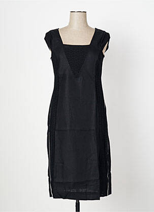 Rochie midi imprimeu fantezie fără mâneci negru MALOKA femeie