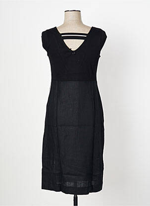 Rochie midi imprimeu fantezie fără mâneci negru MALOKA femeie