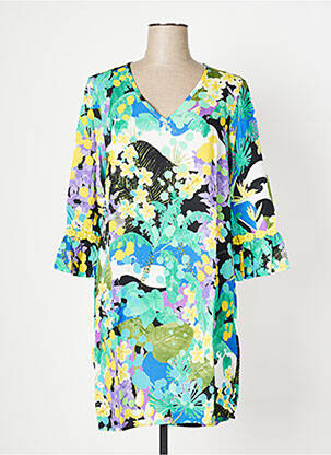 Rochie midi imprimeu floral mâneci 3/4 albastru MALOKA femeie