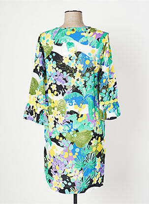 Rochie midi imprimeu floral mâneci 3/4 albastru MALOKA femeie