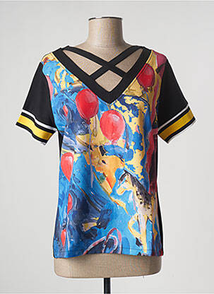 Tricou guler în v mâneci scurte negru MALOKA femeie
