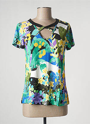 Tricou guler în v mâneci scurte verde MALOKA femeie