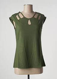 Tricou elasticitate mâneci scurte verde MALOKA femme
