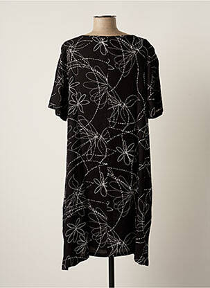 Rochie midi imprimeu floral mâneci scurte negru G!OZE femeie