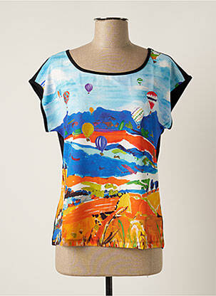 Tricou imprimeu fantezie mâneci scurte albastru MALOKA femeie