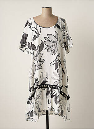 Rochie midi imprimeu floral mâneci scurte alb G!OZE femeie