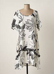Rochie midi imprimeu floral mâneci scurte alb G!OZE femme