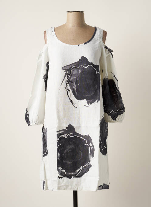 Rochie midi croială evazată mâneci lungi alb G!OZE femme