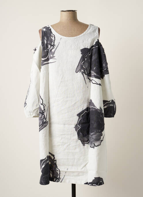 Rochie midi croială evazată mâneci lungi alb G!OZE femme