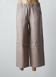 Pantalon 7/8 talie elastică mărime normală maro MALOKA femeie
