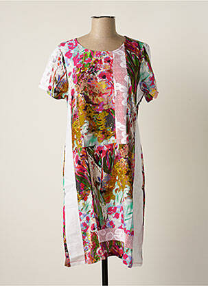 Rochie midi imprimeu floral mâneci scurte verde MALOKA femeie