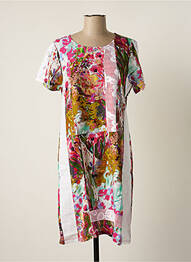 Rochie midi imprimeu floral mâneci scurte verde MALOKA femeie