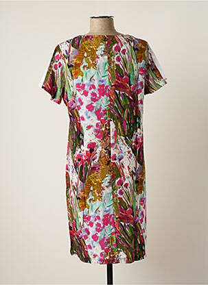 Rochie midi imprimeu floral mâneci scurte verde MALOKA femeie