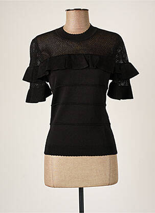 Pulover plasă decupată mâneci scurte negru PAUL BRIAL femme