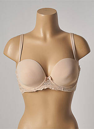 Sutien efect material satinat top sutien modelat culoare piersică SIMONE femeie