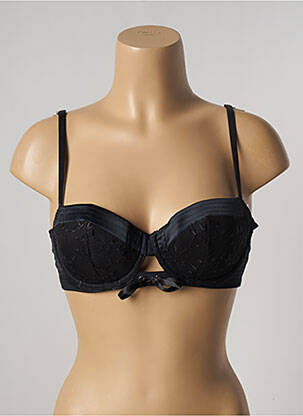 Sutien efect material satinat sutien balconet cu decolteu înalt negru SIMONE PERELE femeie