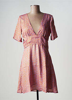 Rochie scurtă mâneci scurte mâneci scurte portocalie LAAGAM femeie
