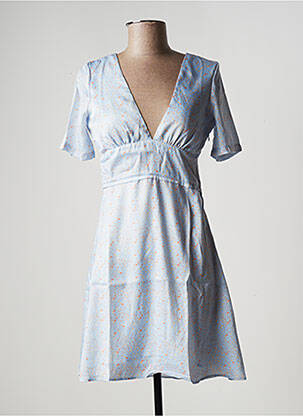 Rochie scurtă mâneci scurte mâneci scurte albastru LAAGAM femeie