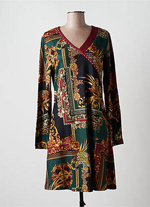 Rochie midi imprimeu fantezie mâneci lungi verde MULTIPLES femeie