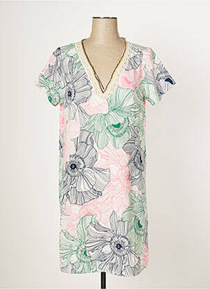 Rochie midi imprimeu floral mâneci scurte alb MULTIPLES femeie